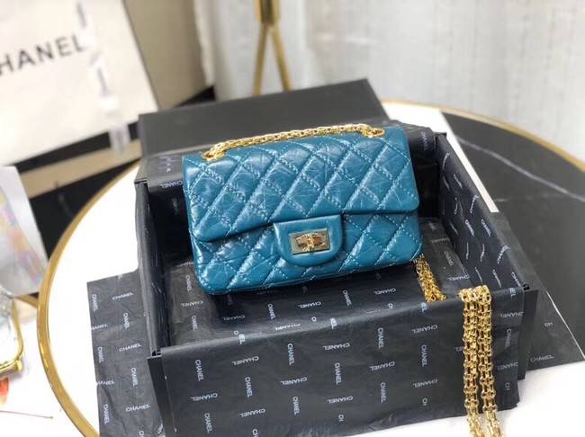 Chanel Shoulder Bag Original Leather Blue AS0874 Gold