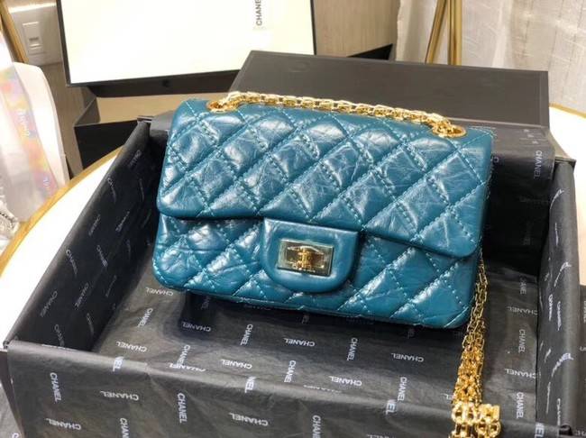 Chanel Shoulder Bag Original Leather Blue AS0874 Gold