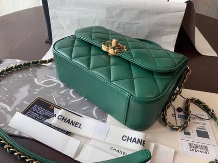 Chanel Shoulder Bag Original Leather Green 63593 Gold