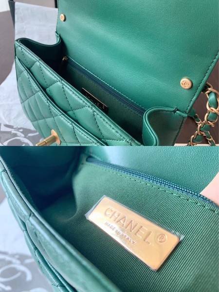 Chanel Shoulder Bag Original Leather Green 63593 Gold