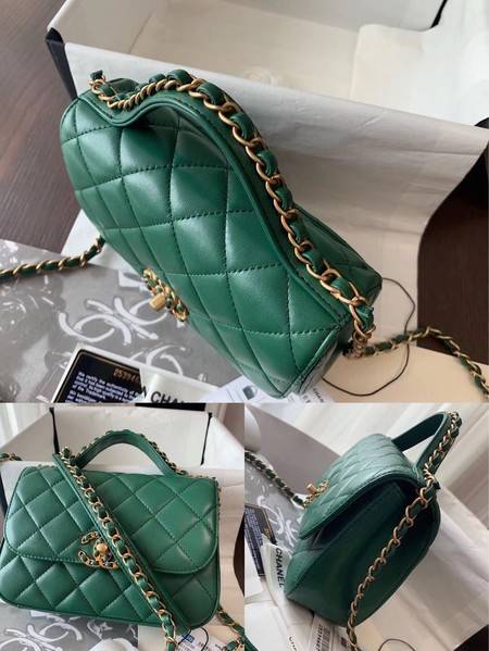 Chanel Shoulder Bag Original Leather Green 63593 Gold