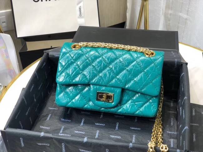 Chanel Shoulder Bag Original Leather Green AS0874 Gold