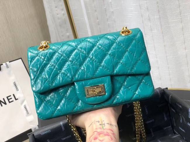 Chanel Shoulder Bag Original Leather Green AS0874 Gold