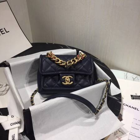 Chanel Shoulder Bag Original Leather Navy 50937 Gold