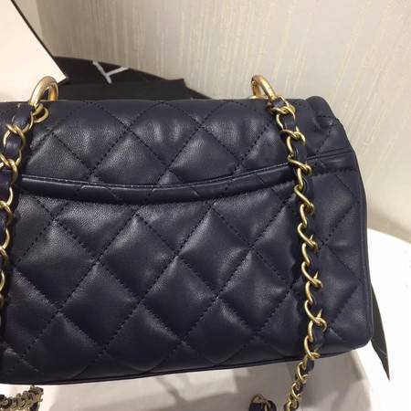 Chanel Shoulder Bag Original Leather Navy 50937 Gold