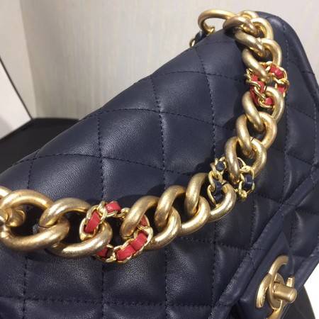 Chanel Shoulder Bag Original Leather Navy 50938 Gold