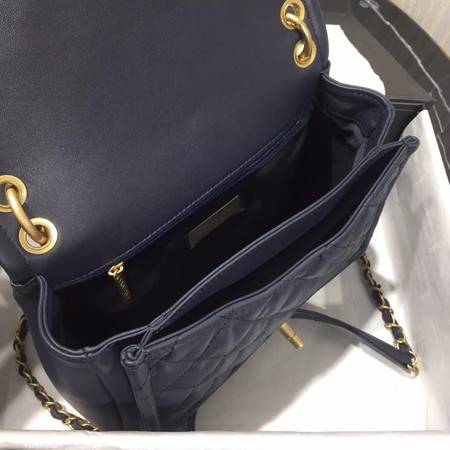 Chanel Shoulder Bag Original Leather Navy 50938 Gold