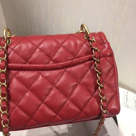 Chanel Shoulder Bag Original Leather Red 50937 Gold