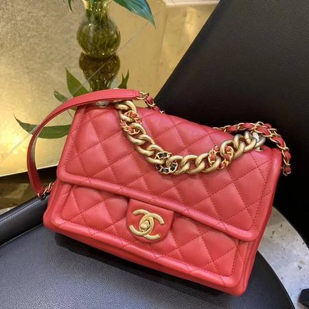 Chanel Shoulder Bag Original Leather Red 50938 Gold