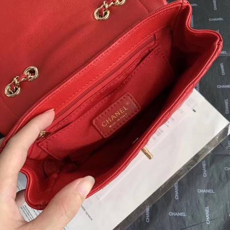 Chanel Shoulder Bag Original Leather Red AS0729 Gold