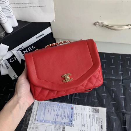 Chanel Shoulder Bag Original Leather Red AS0729 Gold