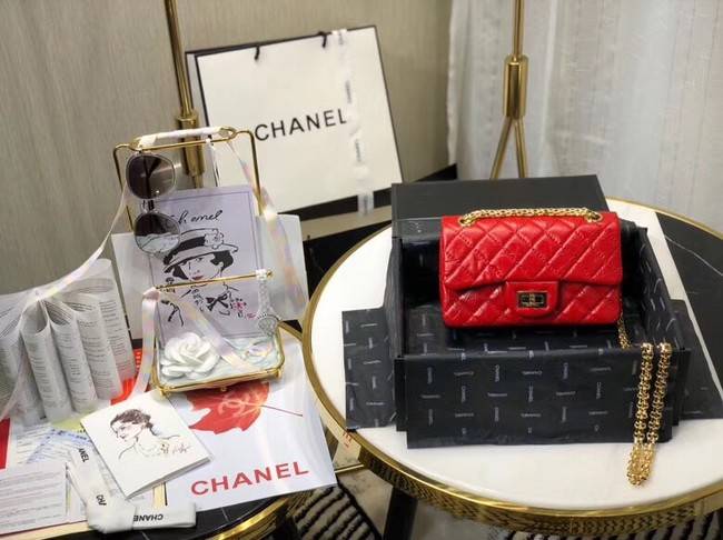 Chanel Shoulder Bag Original Leather Red AS0874 Gold