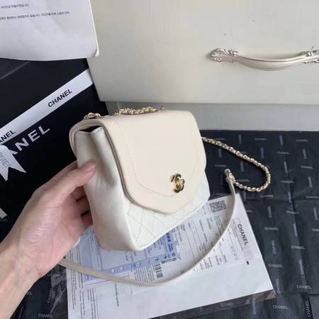 Chanel Shoulder Bag Original Leather White AS0729 Gold