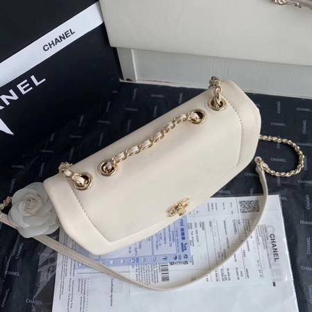 Chanel Shoulder Bag Original Leather White AS0729 Gold