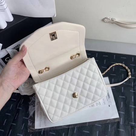 Chanel Shoulder Bag Original Leather White AS0729 Gold