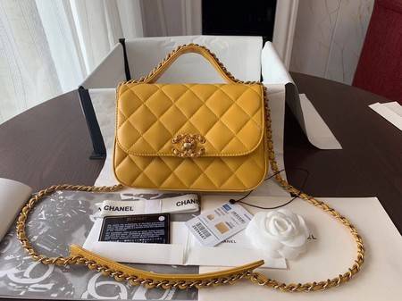 Chanel Shoulder Bag Original Leather Yellow 63593 Gold