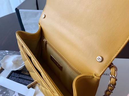 Chanel Shoulder Bag Original Leather Yellow 63593 Gold