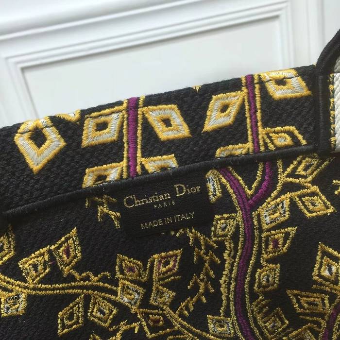 DIOR BOOK TOTE BAG IN EMBROIDERED CANVAS C1286 Gold