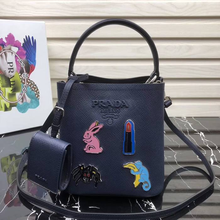 Prada Panier small Saffiano Bag 1BA217 Navy