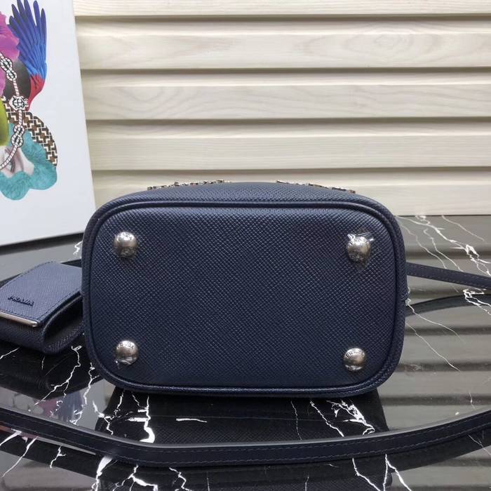 Prada Panier small Saffiano Bag 1BA217 Navy