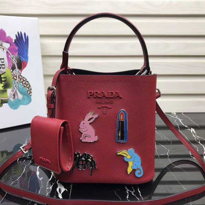 Prada Panier small Saffiano Bag 1BA217 Red