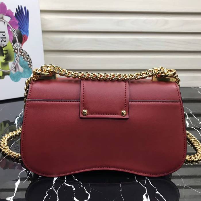 Prada Sidonie leather shoulder bag 1BD184 Wine