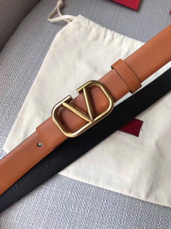 Valentino Leather Belt V7468 Brown