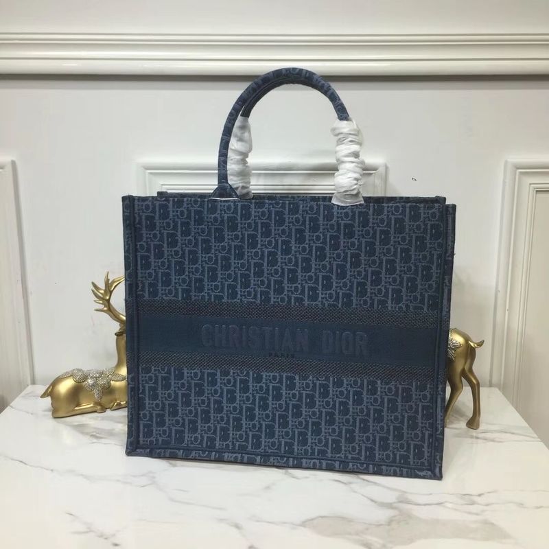 DIOR BOOK TOTE BAG IN EMBROIDERED CANVAS C1286 Blue