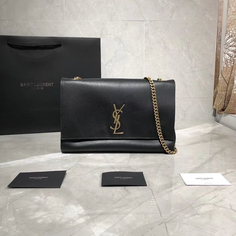 Yves Saint Laurent Double Skin Use Original Leather Shoulder Bag Y553804 Black