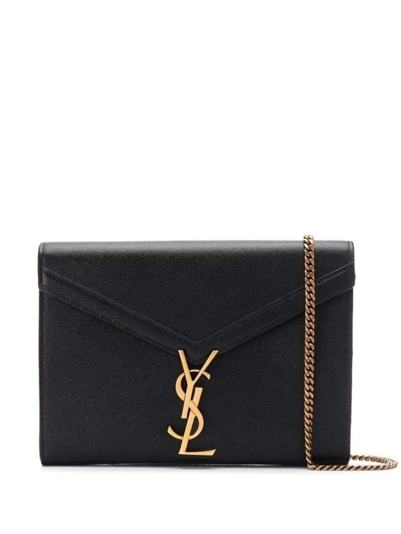 YSL CASSANDRA MONOGRAM CLASP BAG IN GRAIN DE POUDRE EMBOSSED LEATHER Y582334 Black