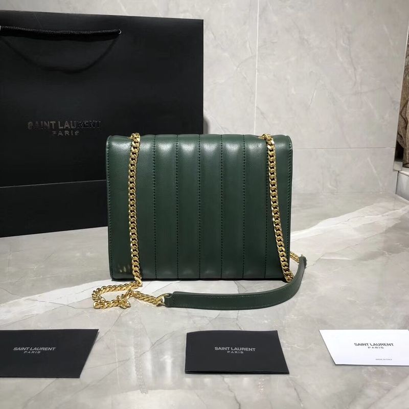 Yves Saint Laurent Sheepskin Original Leather Shoulder Bag Y554125 Green