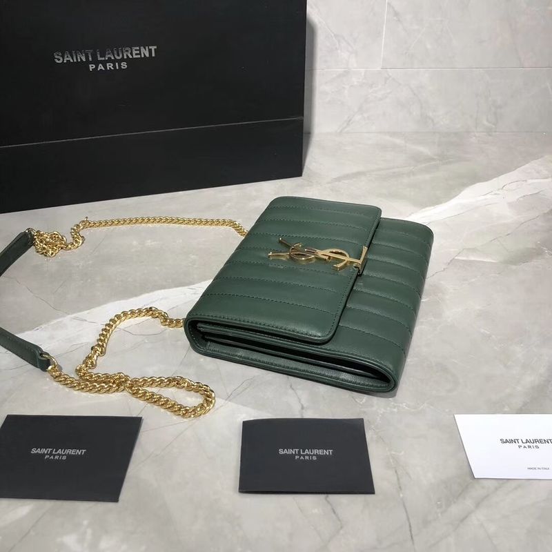 Yves Saint Laurent Sheepskin Original Leather Shoulder Bag Y554125 Green