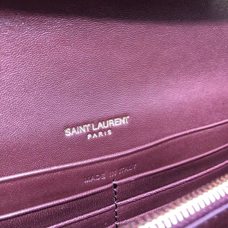 Yves Saint Laurent Sheepskin Original Leather Shoulder Bag Y554125 Wine