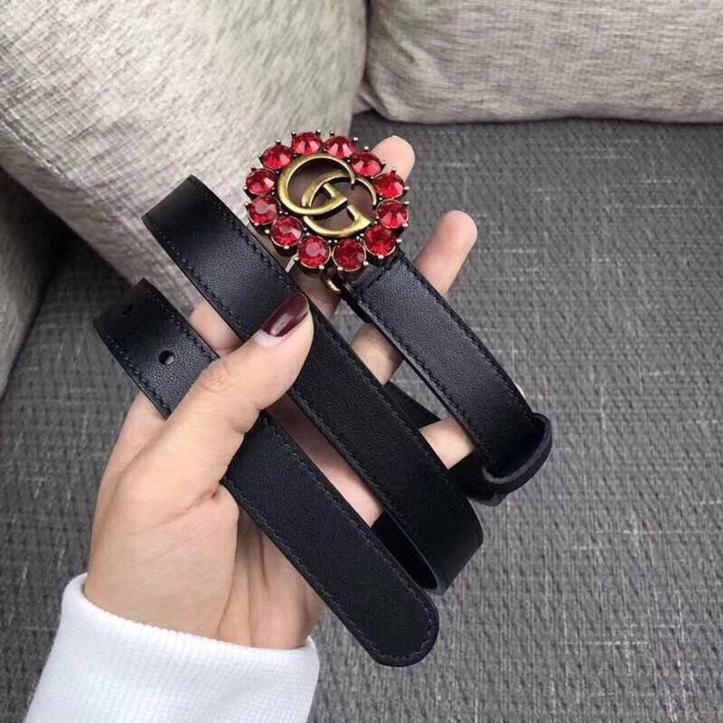 Gucci 2CM Leather Belt 414521 Black