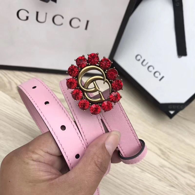 Gucci 2CM Leather Belt 414521 Pink