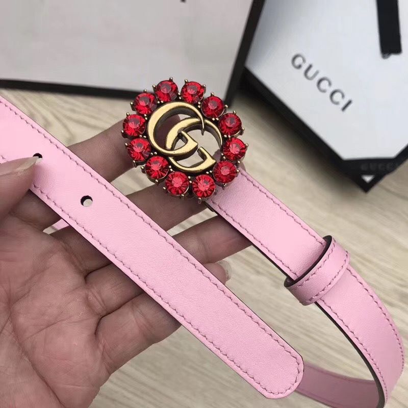 Gucci 2CM Leather Belt 414521 Pink