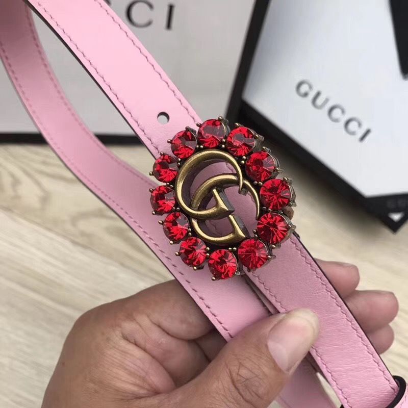 Gucci 2CM Leather Belt 414521 Pink