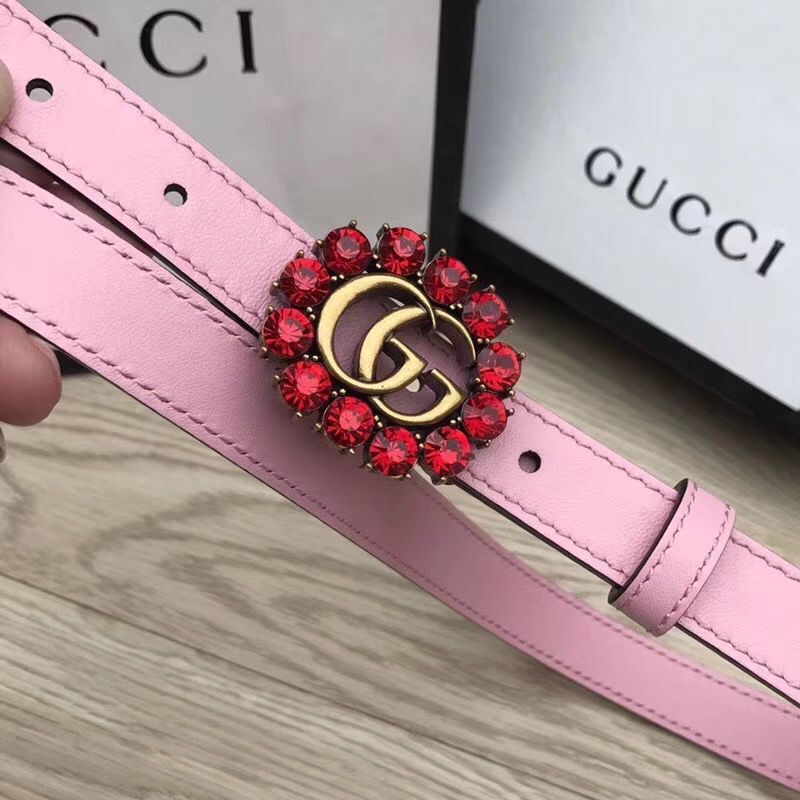 Gucci 2CM Leather Belt 414521 Pink