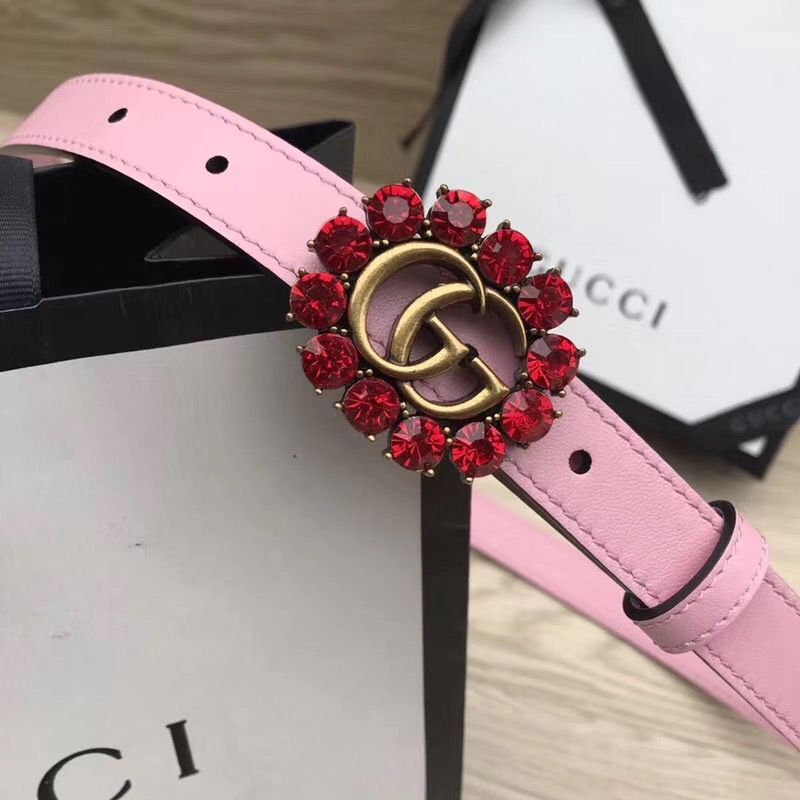 Gucci 2CM Leather Belt 414521 Pink