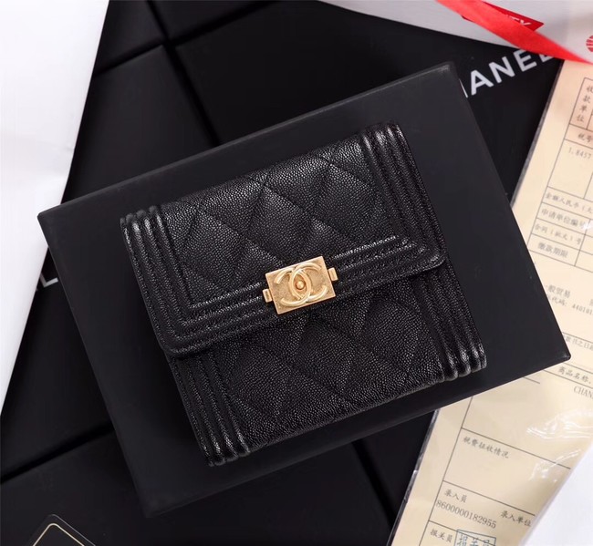 Chanel Calfskin Leather & Gold-Tone Metal A80734 black