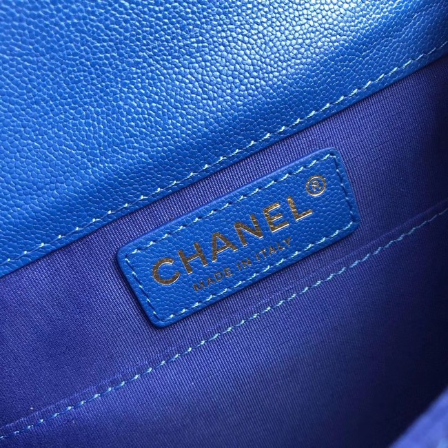 Boy chanel handbag Grained Calfskin & Gold-Tone Metal VS0130 blue