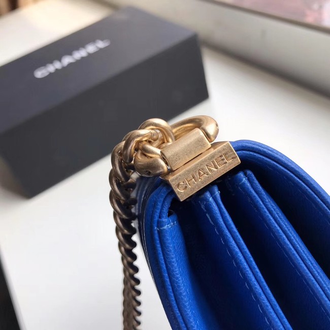 Boy chanel handbag Grained Calfskin & Gold-Tone Metal VS0130 blue