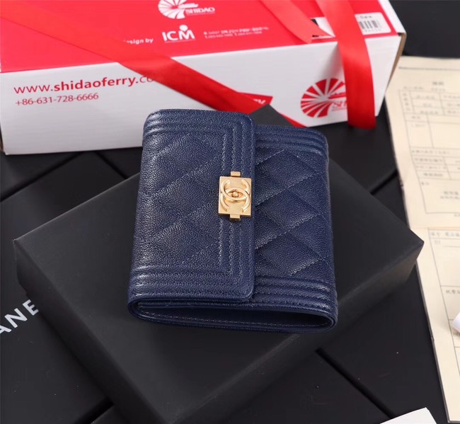 Chanel Calfskin Leather & Gold-Tone Metal A80734 blue