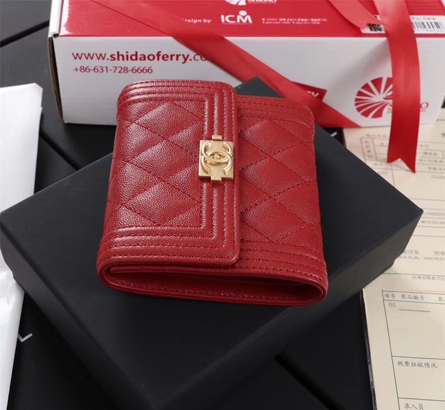 Chanel Calfskin Leather & Gold-Tone Metal A80734 red