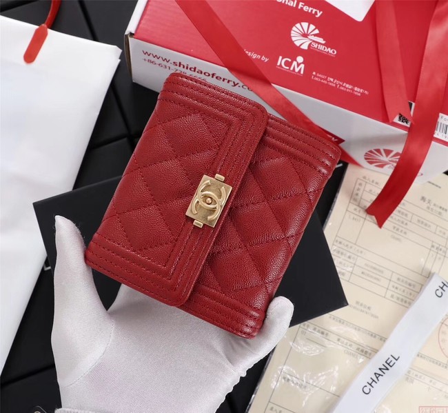 Chanel Calfskin Leather & Gold-Tone Metal A80734 red