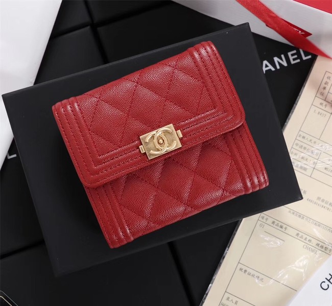 Chanel Calfskin Leather & Gold-Tone Metal A80734 red