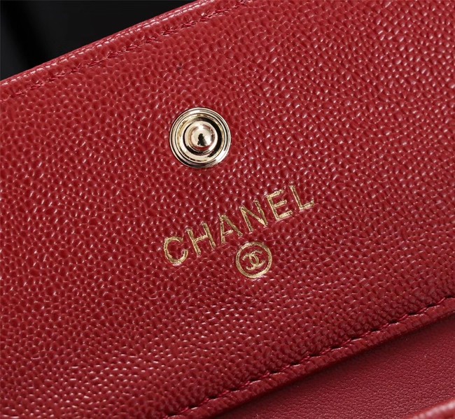 Chanel Calfskin Leather & Gold-Tone Metal A80734 red