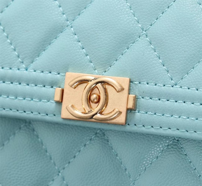 Chanel Calfskin Leather & Gold-Tone Metal A80734 sky blue