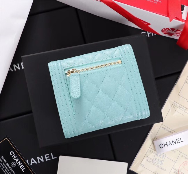 Chanel Calfskin Leather & Gold-Tone Metal A80734 sky blue