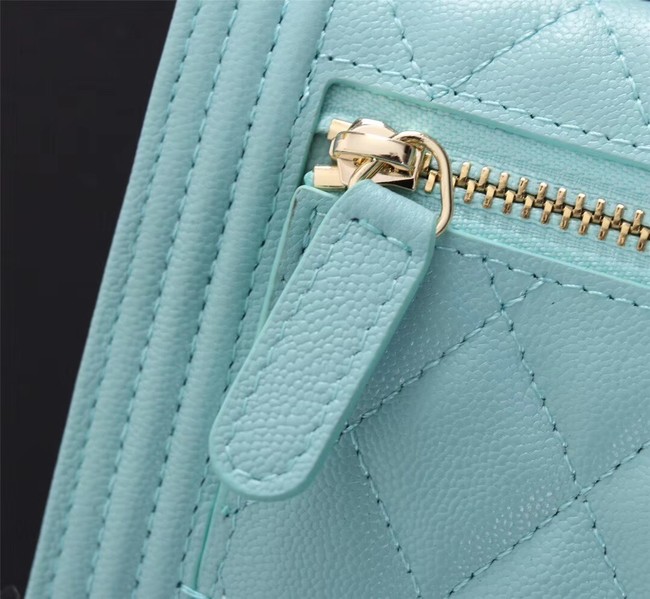 Chanel Calfskin Leather & Gold-Tone Metal A80734 sky blue